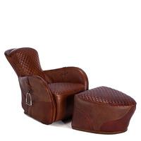 Timothy Oulton Saddle Easy Chair and Footstool