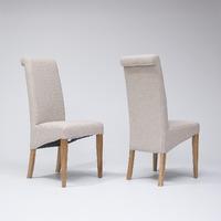 Tivoli Oak Fabric Rollback Chair Beige (Pair)