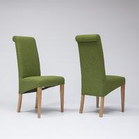 Tivoli Oak Fabric Rollback Chair Green (Pair)