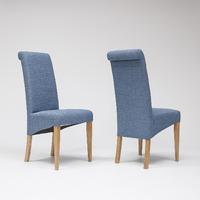 tivoli oak fabric rollback chair blue pair