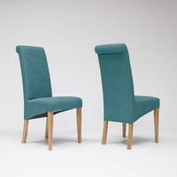 tivoli oak fabric rollback chair teal pair