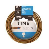 Time 2 Core Flat Flexible Cable 0.5mm² 2192Y Gold 5m