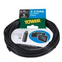 Time 2 Core Flat Flexible Cable 0.75mm² 2192Y Black 5m