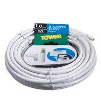 Time 3 Core Round Flexible Cable 1.0mm² 3183Y White 10m