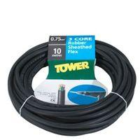 Time 3 Core Rubber Flexible Cable 0.75mm² 3183TRS Black 10m