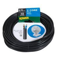 Time 2 Core Flat Flexible Cable 0.75mm² 2192Y Black 10m