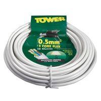 time 3 core round flexible cable 05mm 3183y white 10m