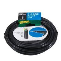 Time 3 Core Round Flexible Cable 0.75mm² 3183Y Black 5m