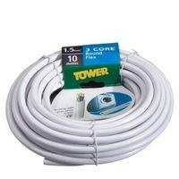 time 3 core round flexible cable 15mm 3183y white 10m