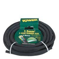 time 3 core rubber flexible cable 15mm 3183trs black 5m