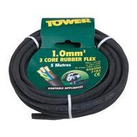 Time 3 Core Rubber Flexible Cable 1.0mm² 3183TRS Black 5m