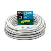 Time 3 Core Heat Resistant Flexible Cable 0.75mm² 3093Y White 10m