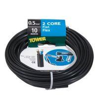 Time 2 Core Flat Flexible Cable 0.5mm² 2192Y Black 10m