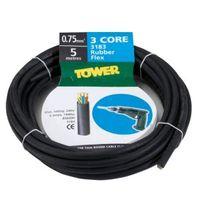 time 3 core rubber flexible cable 075mm 3183trs black 5m