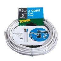 Time 2 Core Flat Flexible Cable 0.5mm² 2192Y White 5m