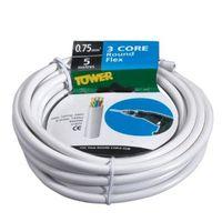 Time 3 Core Round Flexible Cable 0.75mm² 3183Y White 5m