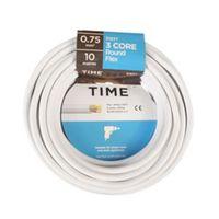 Time 3 Core Round Flexible Cable 0.75mm² 3183Y White 10m