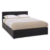 Tivoli Leather Ottoman Bed - Double - Black