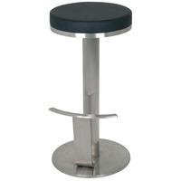 Tiago Bar Stool In Black Genuine Leather With Footrest