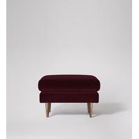 Tivoli Footstool in Bordeaux Deep Velvet, Walnut Feet