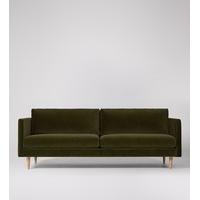 tivoli three seater sofa in fern deep velvet birch feet