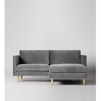 Tivoli Corner Sofa in Silver Grey Deep Velvet, Birch Feet