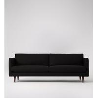 tivoli three seater sofa in shadow grey soft wool walnut feet