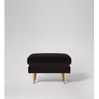 Tivoli Footstool in Slate Deep Velvet, Oak Feet