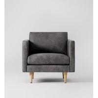 Tivoli Armchair in Manhattan Grey Leather, Birch Feet