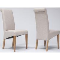 Tivoli Oak Beige Fabric Rollback Dining Chair (Pair)