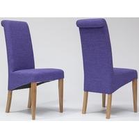 tivoli oak purple fabric rollback dining chair pair