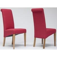 Tivoli Oak Red Fabric Rollback Dining Chair (Pair)