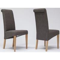 Tivoli Oak Greige Fabric Rollback Dining Chair (Pair)