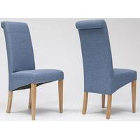 Tivoli Oak Blue Fabric Rollback Dining Chair (Pair)