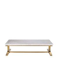 Timothy Oulton Titus Coffee Table, White Marble and Polished Brass