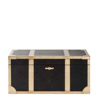 Timothy Oulton Cumberland Trunk, Saddle Black and Vintage Brass