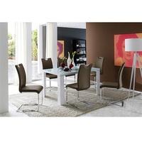 Tizio Glass 120cm Dining Table In White Gloss With 4 Koln Chairs