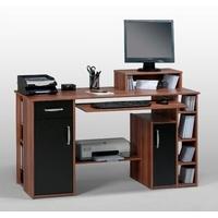 Tishe Walnut And Black Computer Work Station With Storage