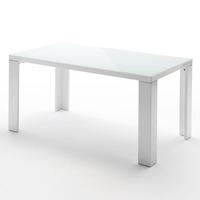Tizio Glass Top Dining Table in White High Gloss 140cm