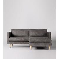 Tivoli Two-Seater Sofa in Manhattan Grey Leather, Birch Feet