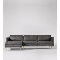 tivoli corner sofa in manhattan grey leather birch feet