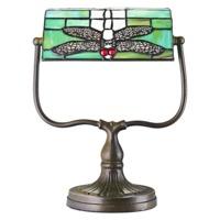 Tiffany Bankers Desk Lamp with Green Dragonfly Glass Shade