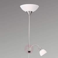 Titanium uplighter with reading lamp, silver