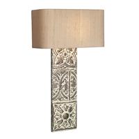 TIL0700 Tile 1 Light Wall Light In Stone Bronze With Silk Shade