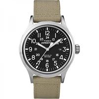 timex t49962expedition scout watch with beige nylon strap