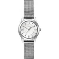 Timex Women\'s Quartz Watch with Silver Dial Analogue Display and Gold Stainless Steel Bracelet T2P458