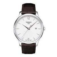 Tissot Tradition men\'s brown leather strap watch