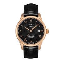 Tissot Le Locle Automatic men\'s rose gold-plated leather strap watch