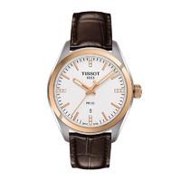 tissot pr 100 ladies stone set rose gold tone and brown leather strap  ...
