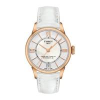 Tissot Chemin Des Tourelle Automatic ladies\' white leather strap watch